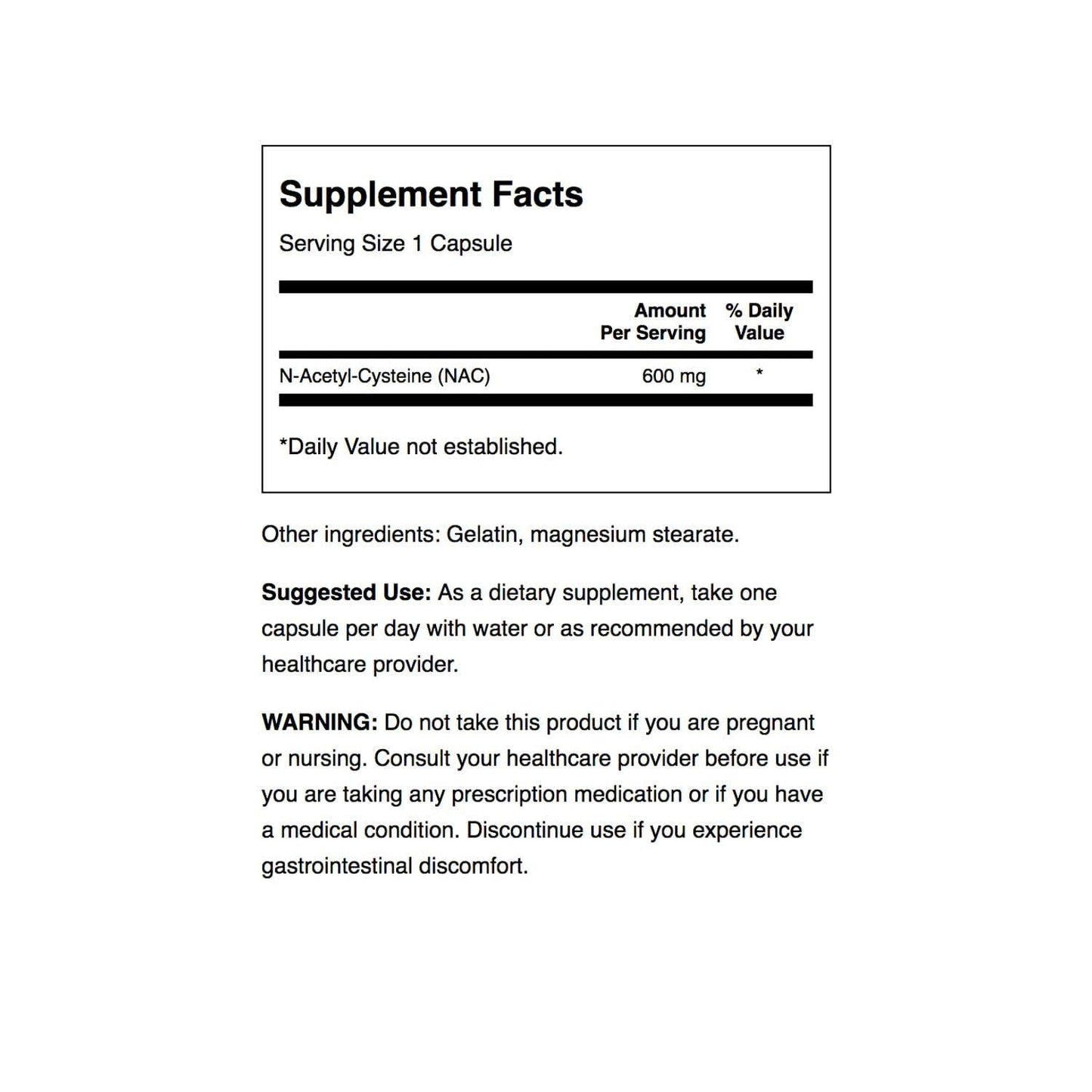 N-Acetilcisteína 600mg, 100 Caps – Swanson-Wellu