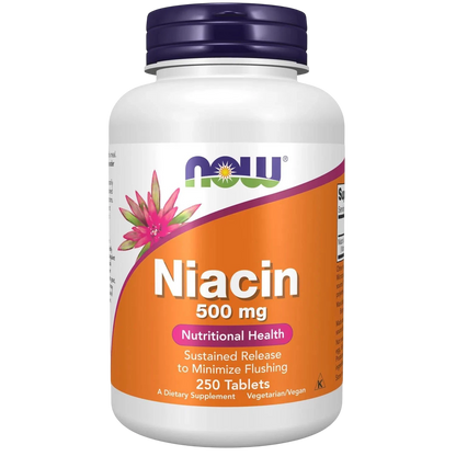 Niacina 500 mg, 250 Tabletas – NOW Foods-Wellu