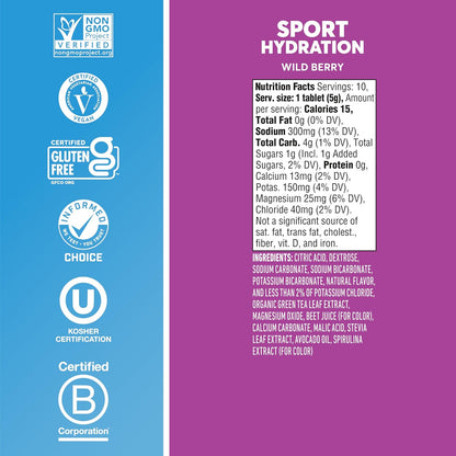 Nuun Sport Hydration + Caffeine, Wild Berry, 55gr (1 pza)-Wellu