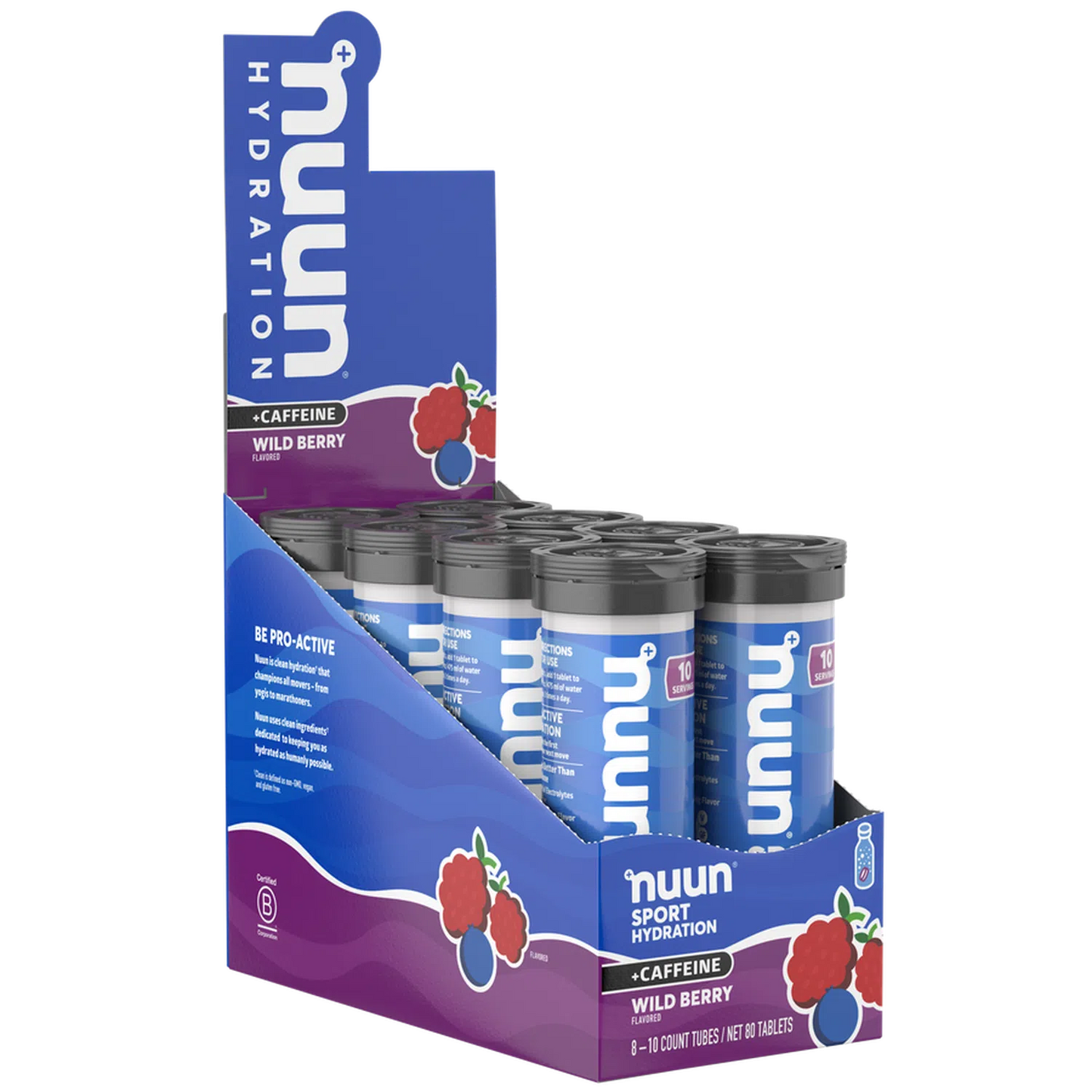 Nuun Sport Hydration + Caffeine, Wild Berry, 55gr c/8 pz-Wellu