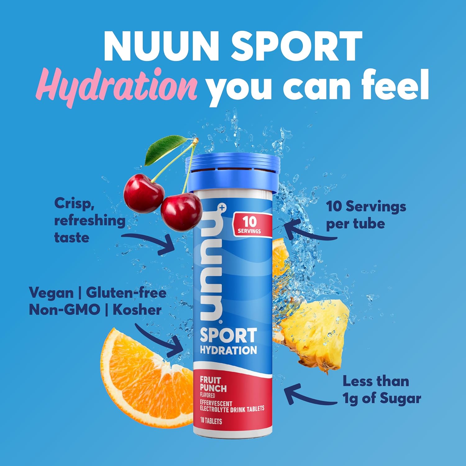 Nuun Sport Hydration Fruit Punch, 55gr (1 pza)-Wellu