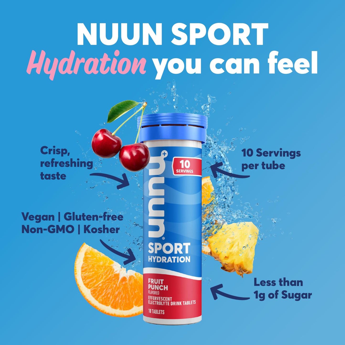 Nuun Sport Hydration Fruit Punch, 55gr c/8 pz-Wellu