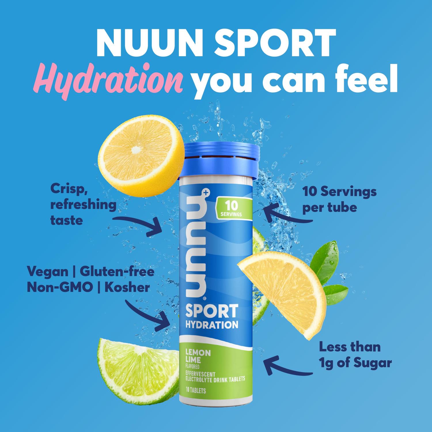 Nuun Sport Hydration Lemon Lime, 55gr c/8 pz-Wellu