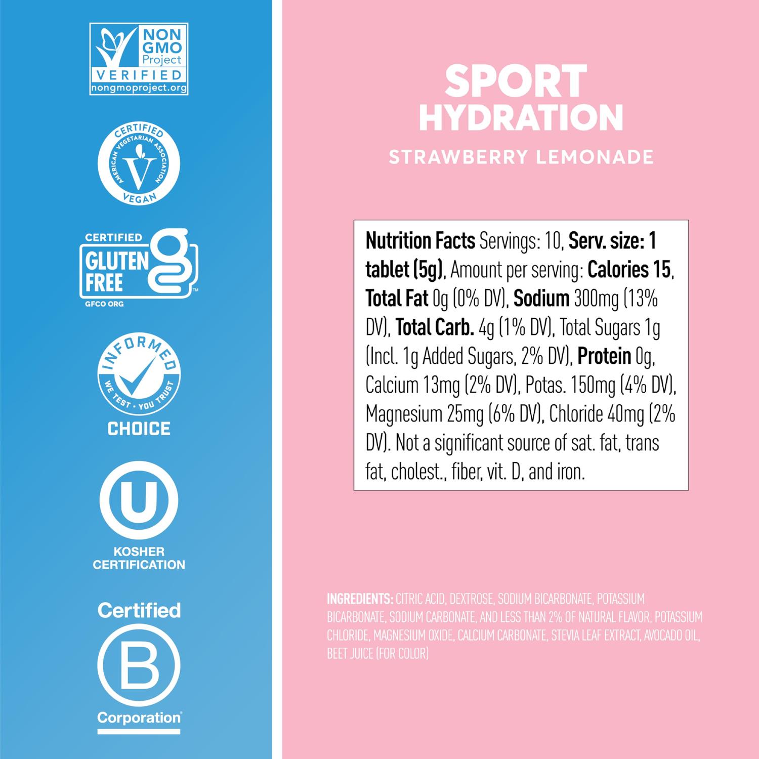 Nuun Sport Hydration Strawberry Lemonade, 55gr c/8 pz-Wellu