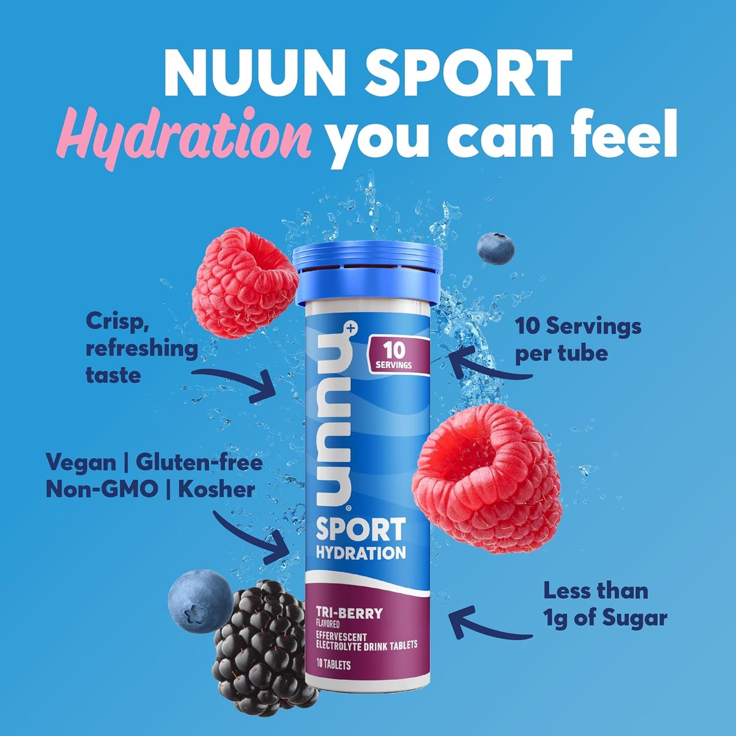 Nuun Sport Hydration Tri-Berry, 55gr (1 pza)-Wellu