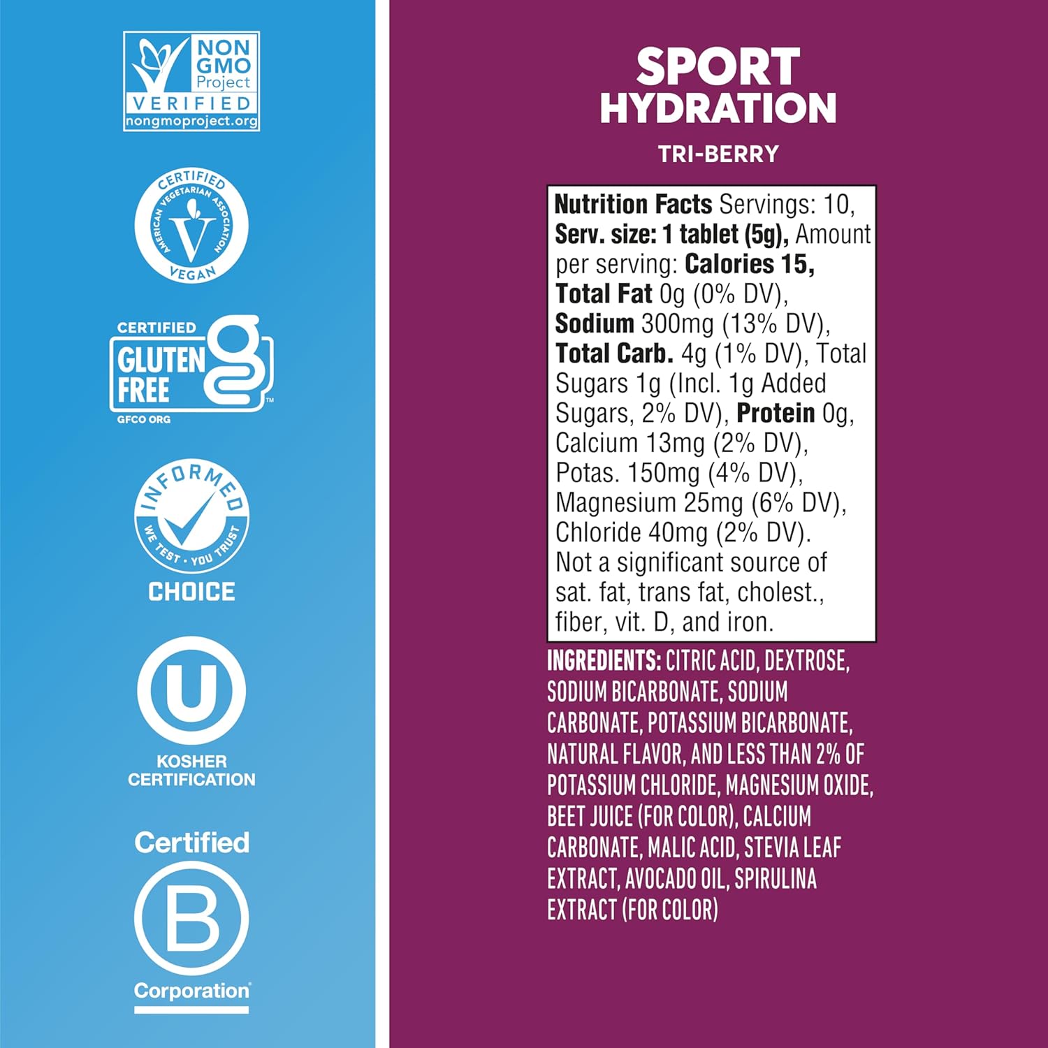 Nuun Sport Hydration Tri-Berry, 55gr (1 pza)-Wellu