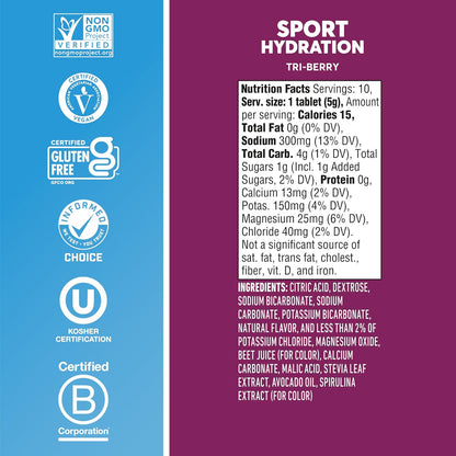 Nuun Sport Hydration Tri-Berry, 55gr (1 pza)-Wellu