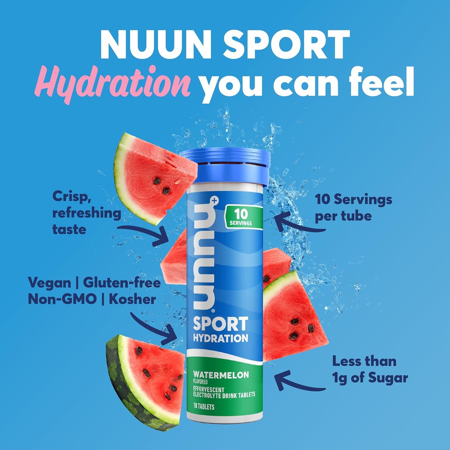 Nuun Sport Hydration Watermelon, 55gr (1 pza)-Wellu