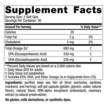 Omega 3 690mg, 60 Softgels – Nordic Naturals-Wellu