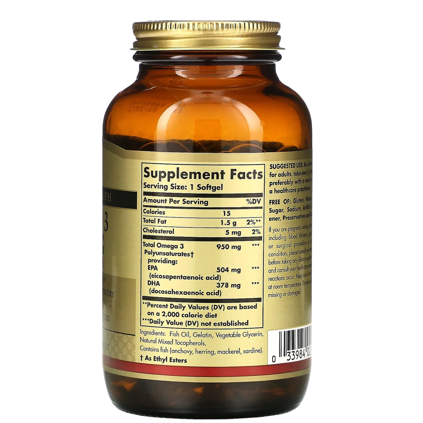 Omega 3 Triple Strength 950mg, 100 Caps – Solgar-Wellu