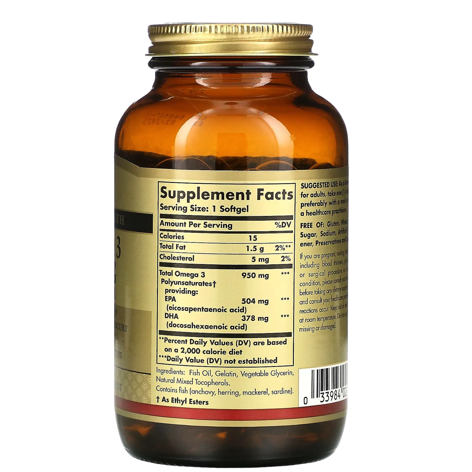 Omega 3 Triple Strength 950mg, 100 Caps – Solgar-Wellu