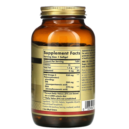 Omega 3 Triple Strength 950mg, 100 Caps – Solgar-Wellu