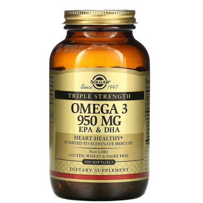 Omega 3 Triple Strength 950mg, 100 Caps – Solgar-Wellu