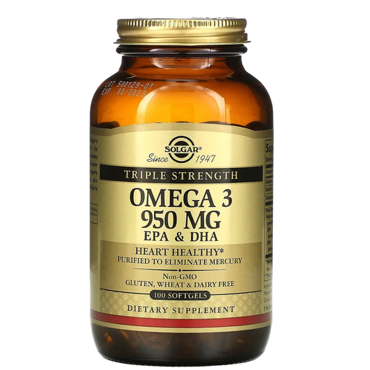 Omega 3 Triple Strength 950mg, 100 Caps – Solgar-Wellu