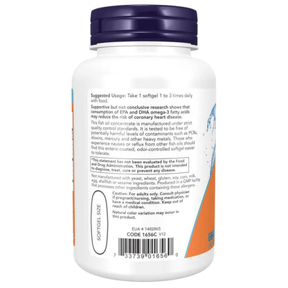 Omega-3 destiladas molecularmente y con recubrimiento entérico, 90 Softgels – NOW Foods-Wellu