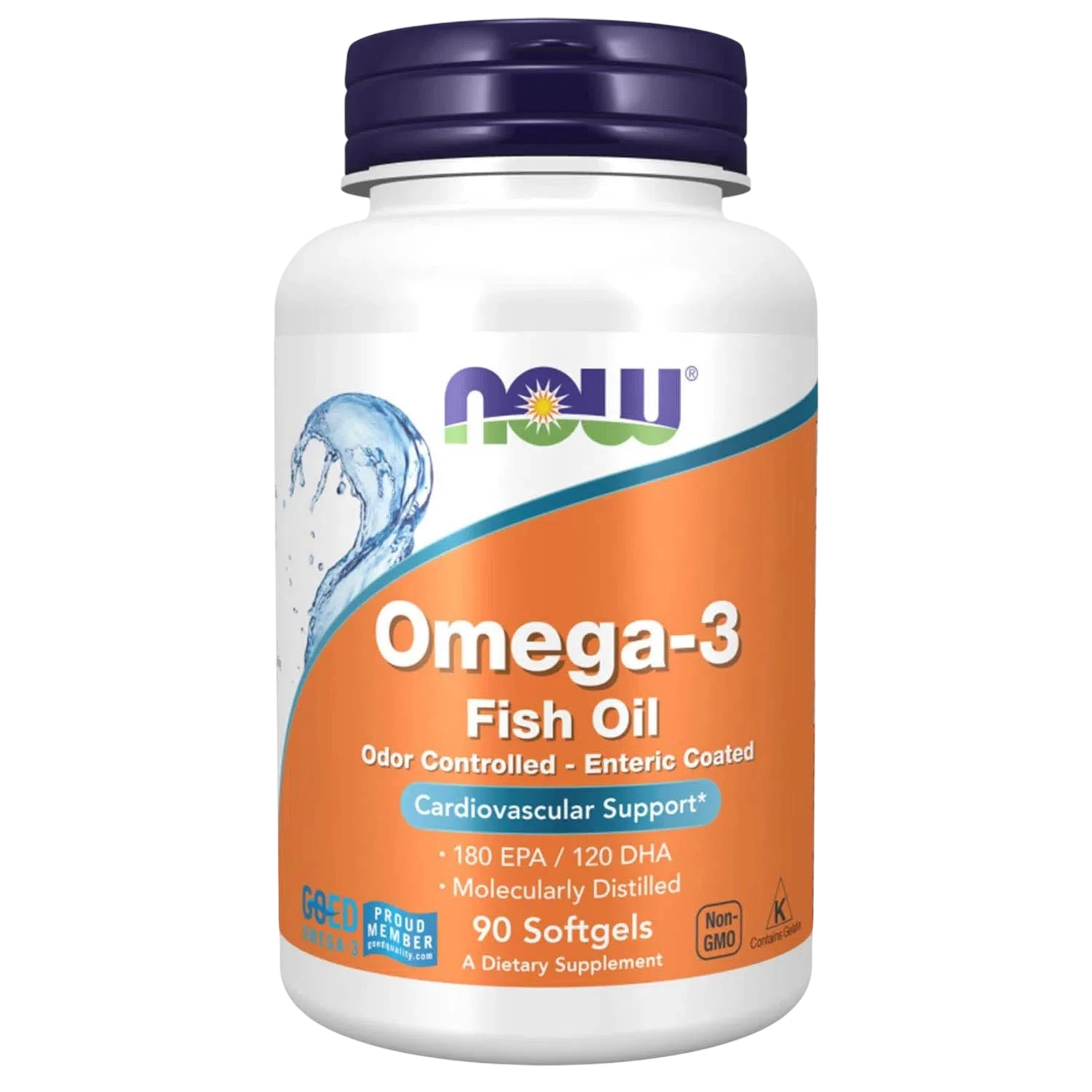 Omega-3 destiladas molecularmente y con recubrimiento entérico, 90 Softgels – NOW Foods-Wellu