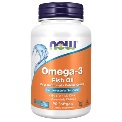 Omega-3 destiladas molecularmente y con recubrimiento entérico, 90 Softgels – NOW Foods-Wellu