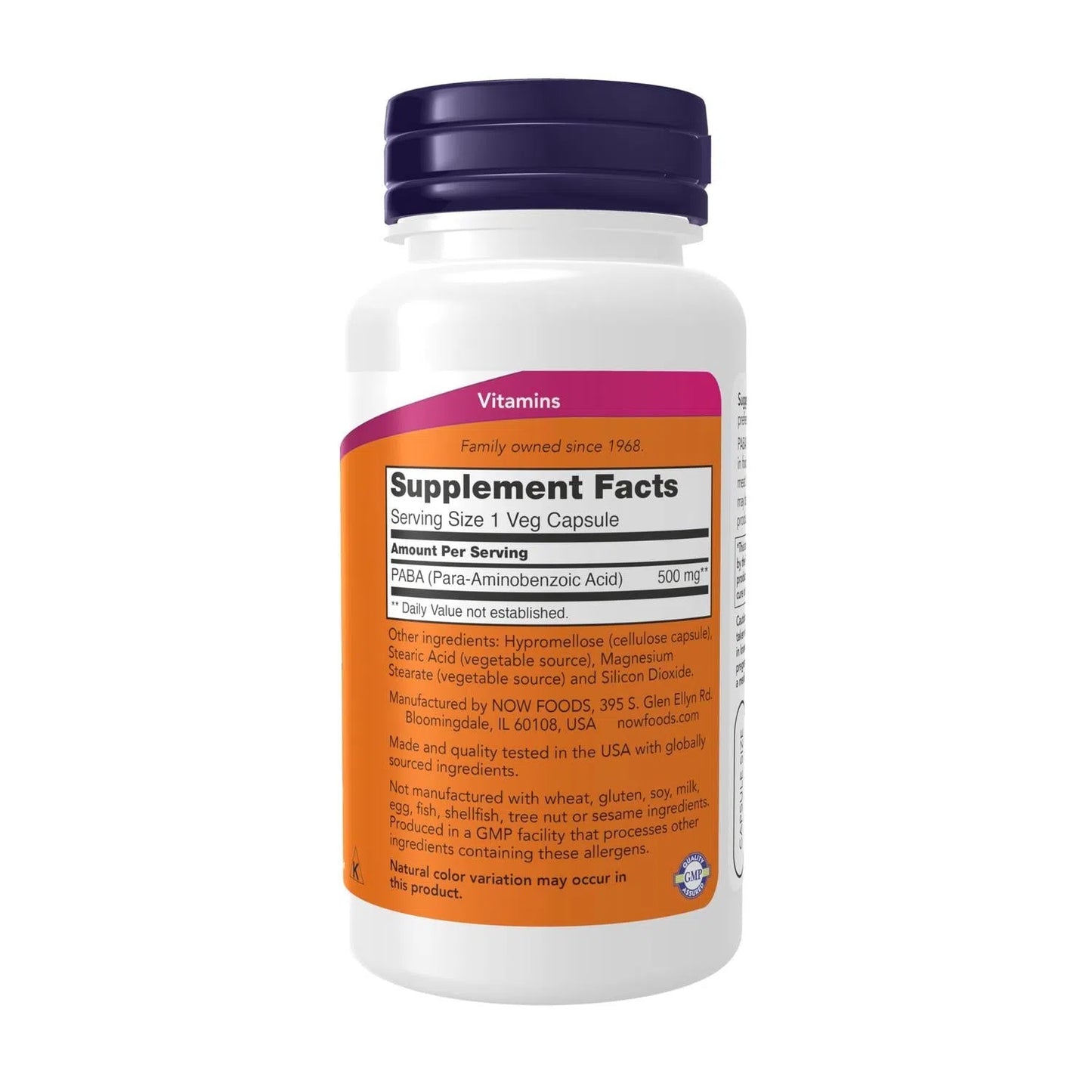 PABA 100 Caps 500mg – NOW Foods-Wellu