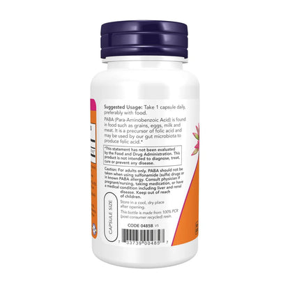 PABA 100 Caps 500mg – NOW Foods-Wellu