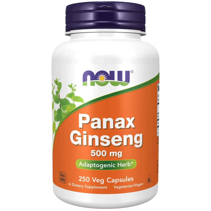 Panax Ginseng de 500 mg, 250 Cápsulas Veg – NOW Foods-Wellu