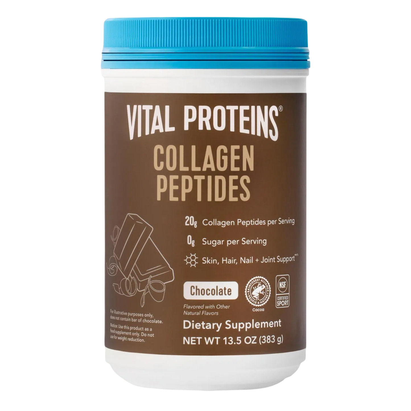 Péptidos de Colágeno 20g Chocolate, 383g (13.5 oz) – Vital Proteins-Wellu