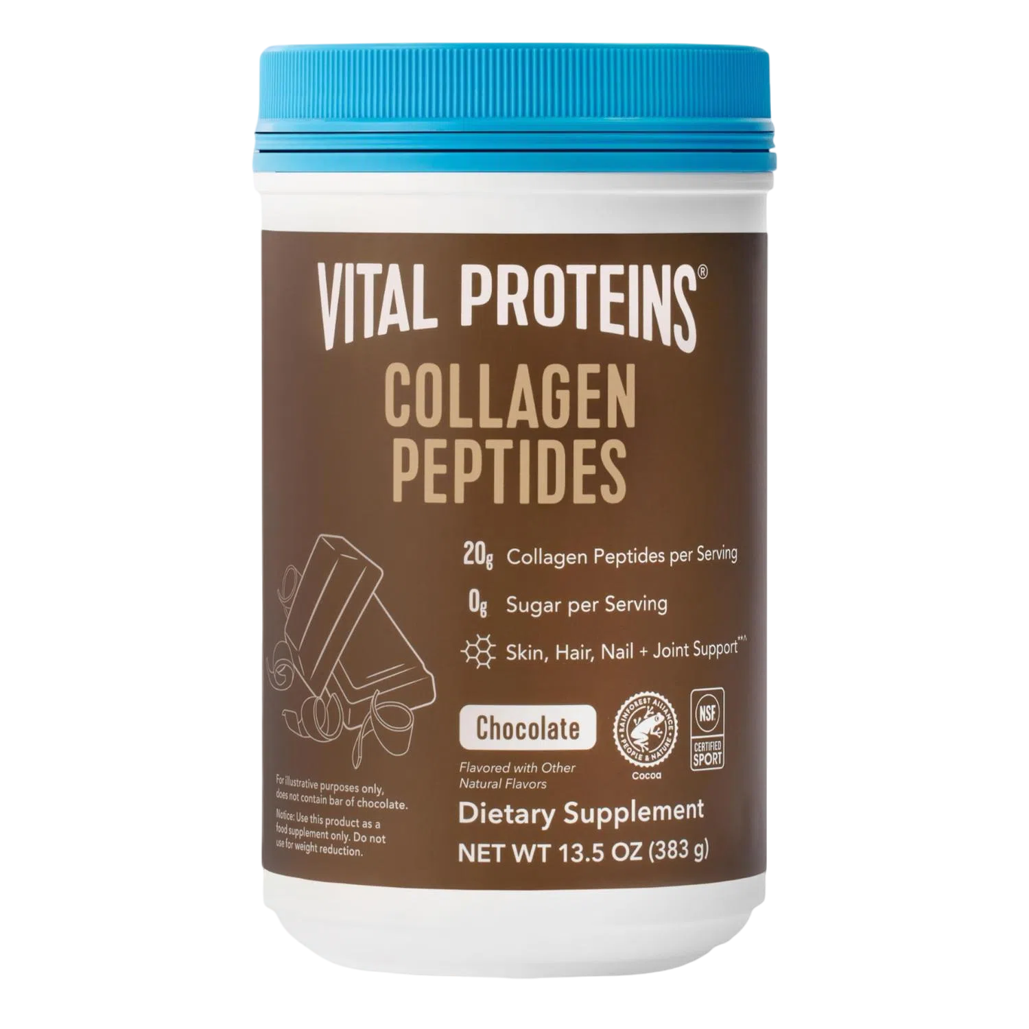 Péptidos de Colágeno 20g Chocolate, 383g (13.5 oz) – Vital Proteins-Wellu