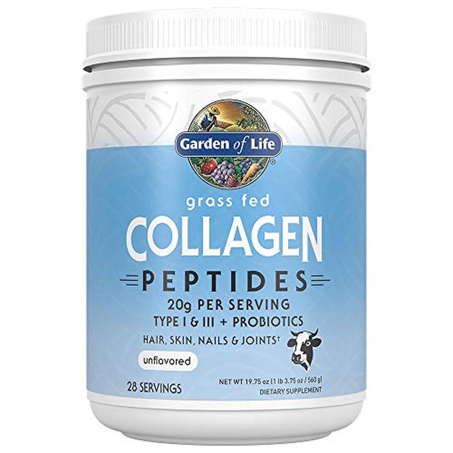 Peptidos de Colágeno Grass Fed, Sin Sabor, 560g (19.75 oz) – Garden of Life-Wellu