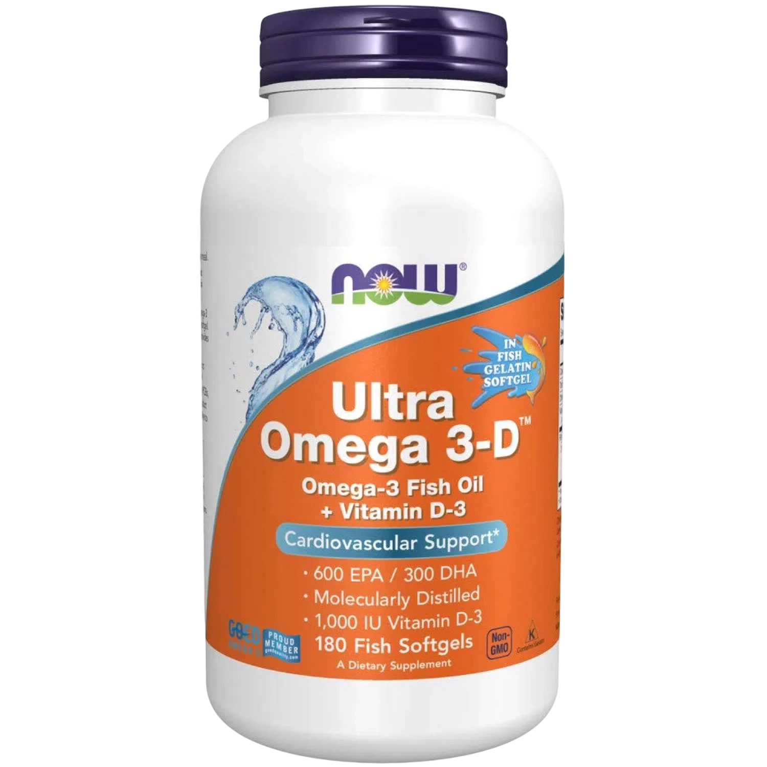 Pescado con Aceite de pescado (gelatina de pescado) Ultra Omega 3-D™, 180 Fish Softgels – NOW Foods-Wellu