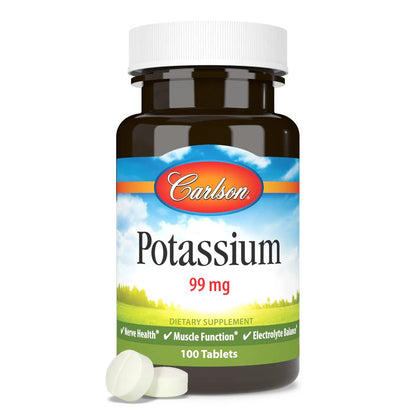 Potasio 99 mg, 100 Tabletas – Carlson Labs-Wellu