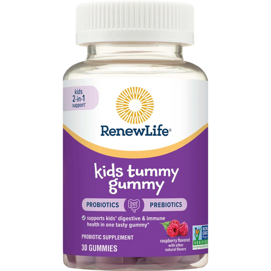 Prebióticos y Probióticos para el estómago, 30 gomitas Frambuesa – Renew Life-Wellu