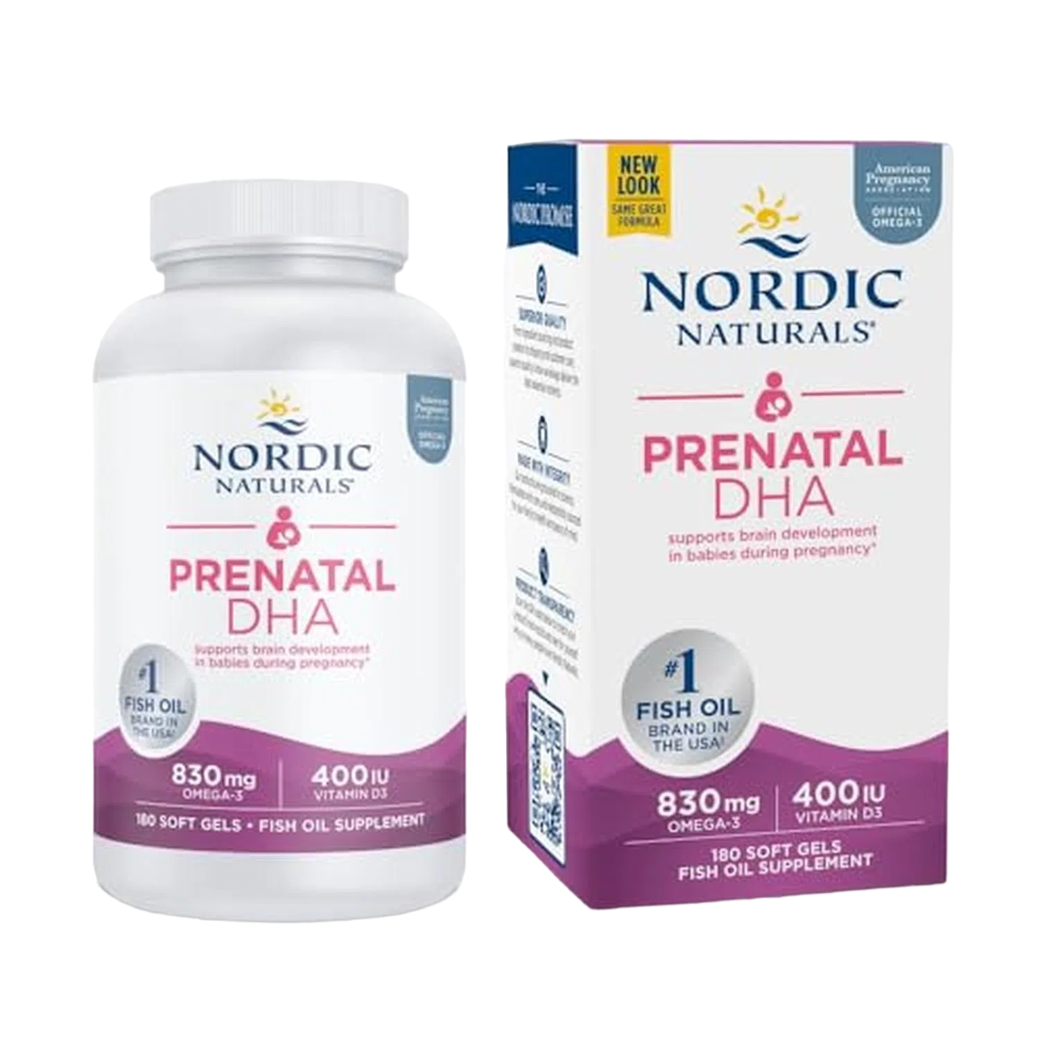 Prenatal DHA 830mg, (400 IU), 180 Softgels – Nordic Naturals-Wellu