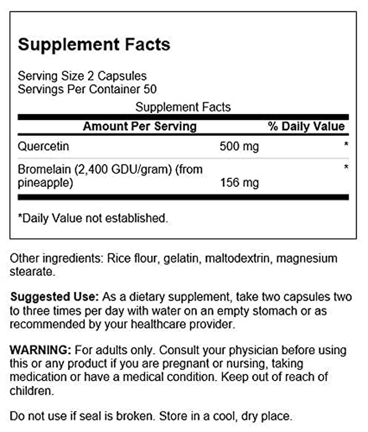 Quercetin y Bromelaina (Salud Respiratoria), 100 Cap – Swanson-Wellu