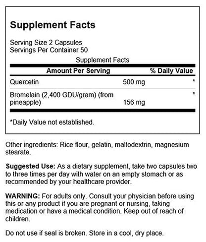 Quercetin y Bromelaina (Salud Respiratoria), 100 Cap – Swanson-Wellu