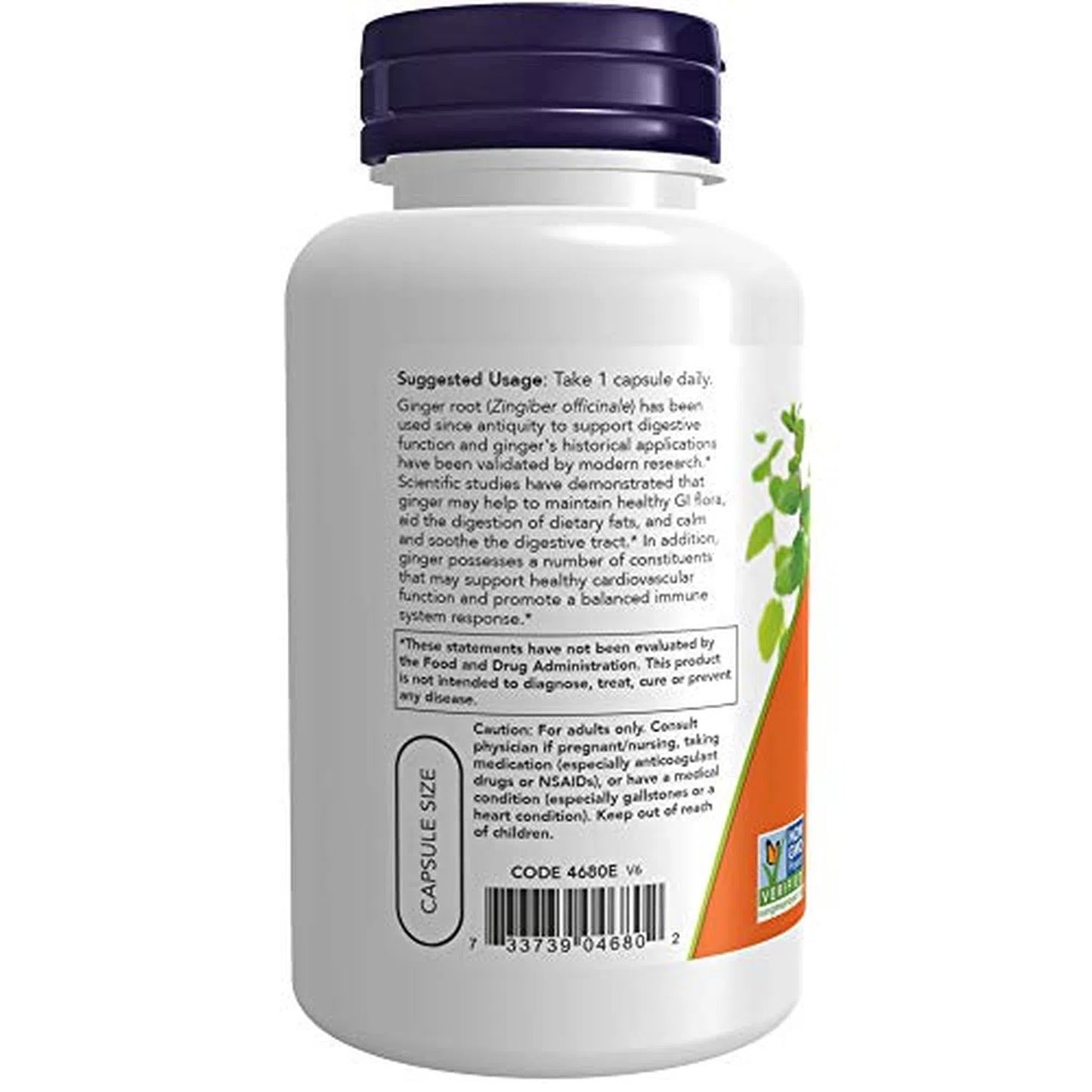 Raíz de jengibre de 550 mg, 100 Cápsulas Veg – NOW Foods-Wellu