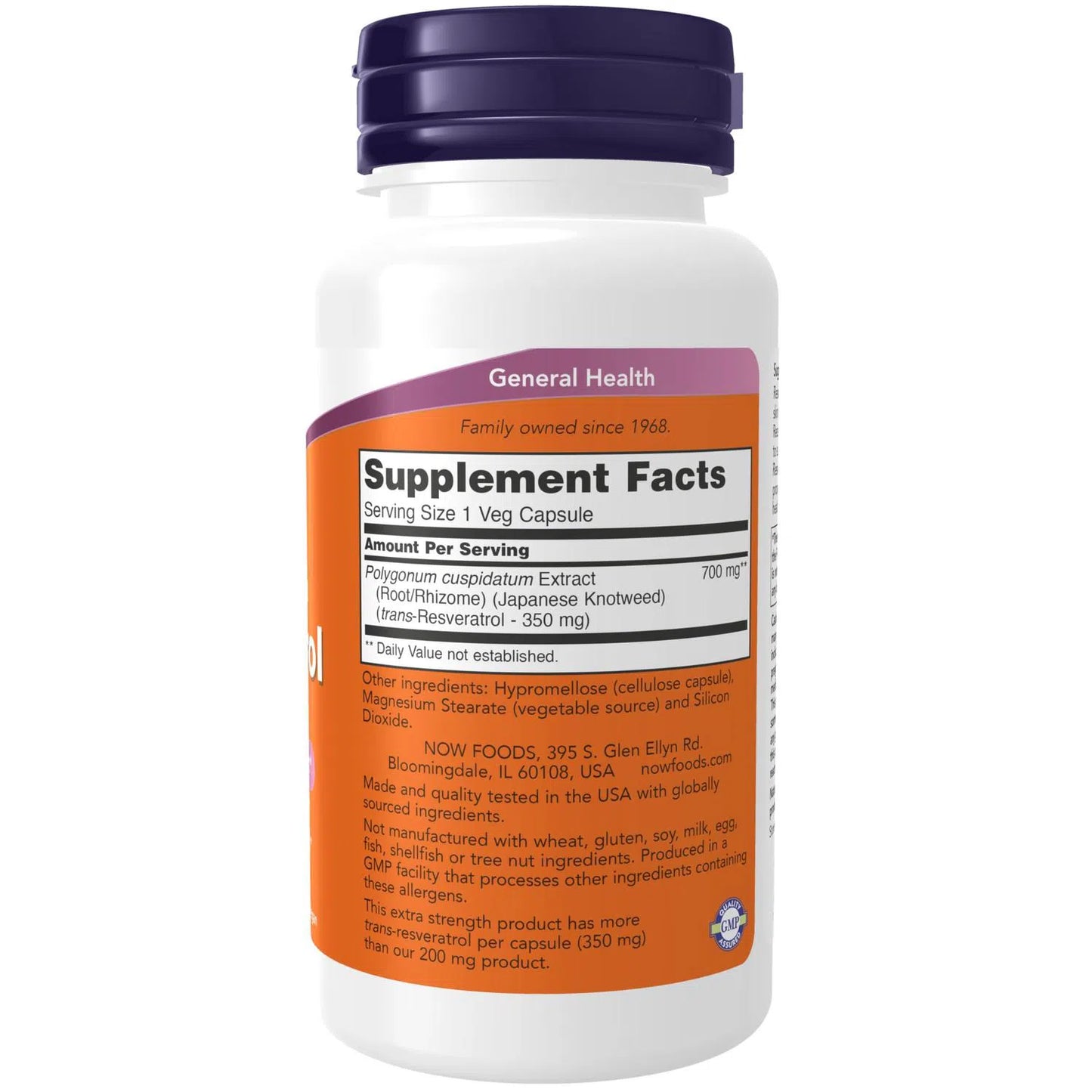 Resveratrol, máxima potencia de 350 mg, 60 Cápsulas Veg – NOW Foods-Wellu