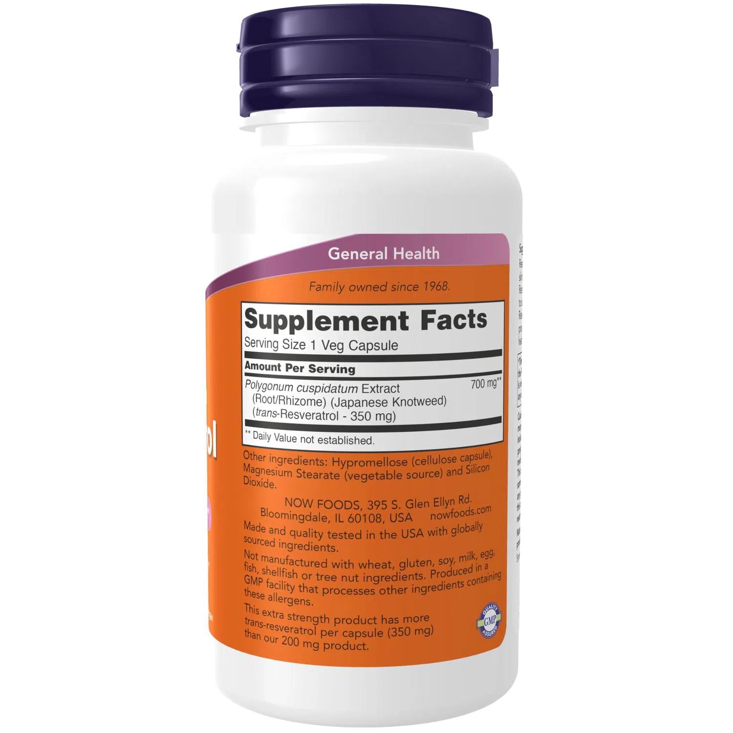 Resveratrol, máxima potencia de 350 mg, 60 Cápsulas Veg – NOW Foods-Wellu