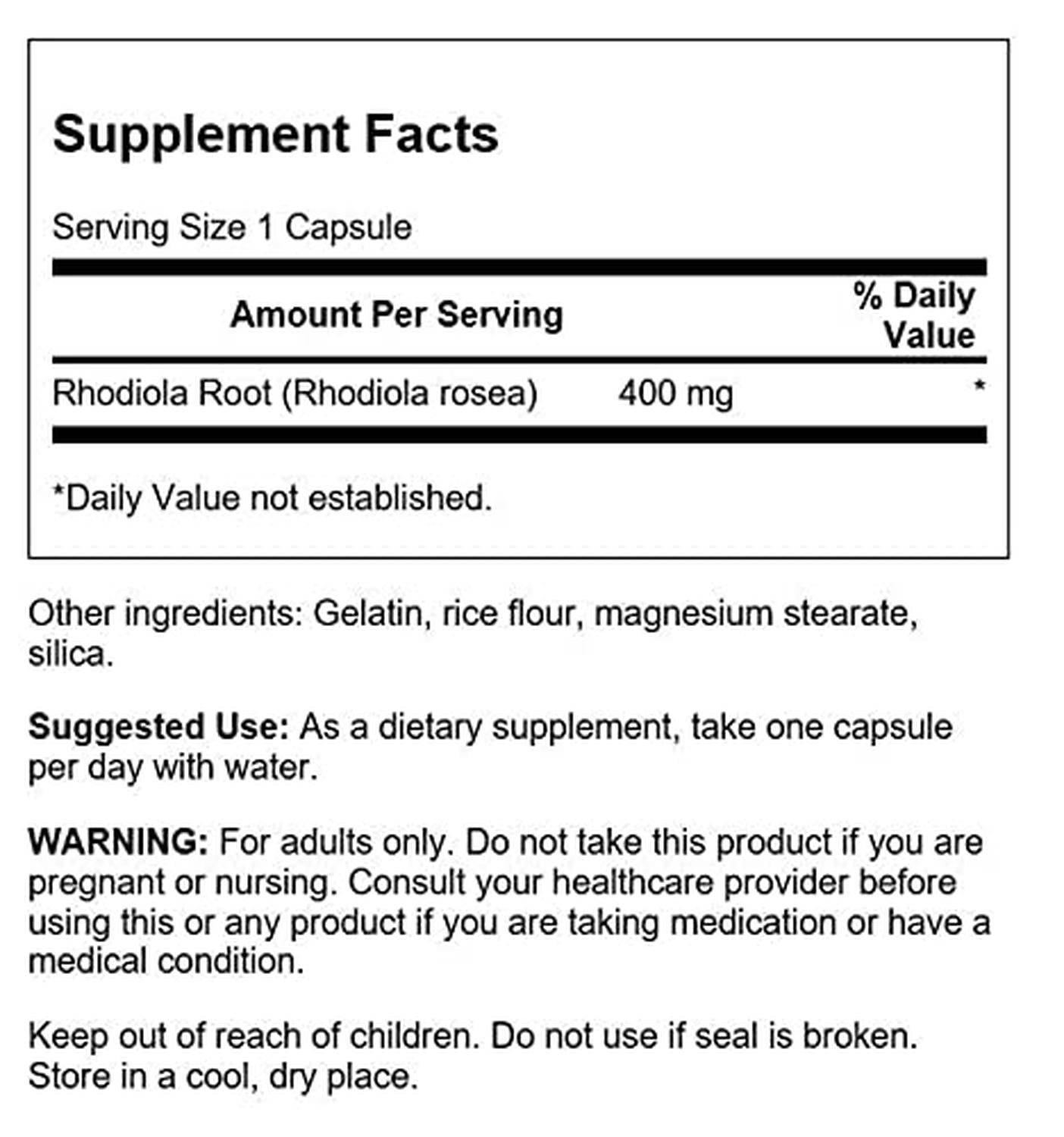 Rhodiola Rosea Raíz 400mg (Soporte Estrés), 100 Caps – Swanson-Wellu