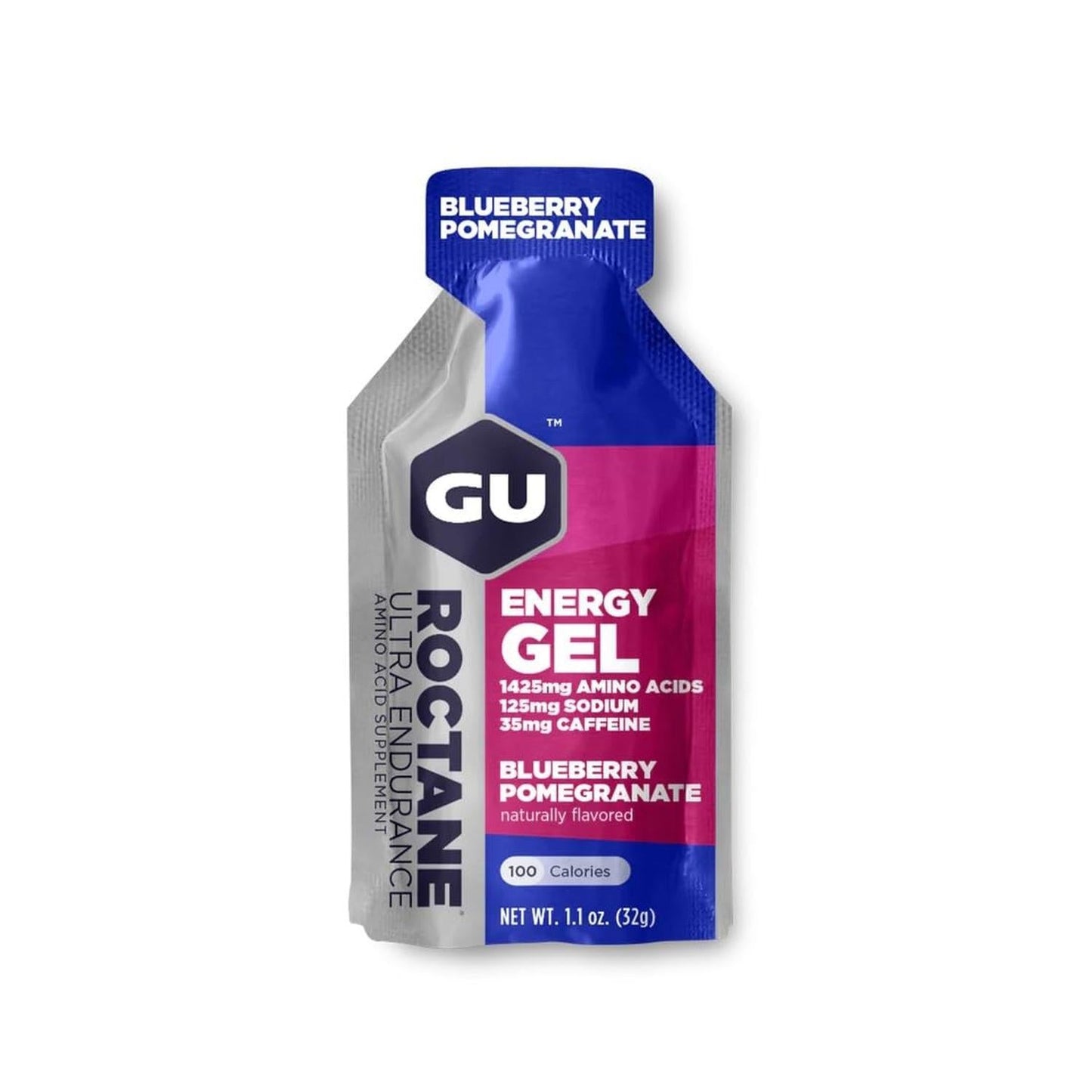 Roctane Gel Energía, Blueberry Pomegranate (35 mg Cafeína) (24 gels 32g) – GU Energy-Wellu