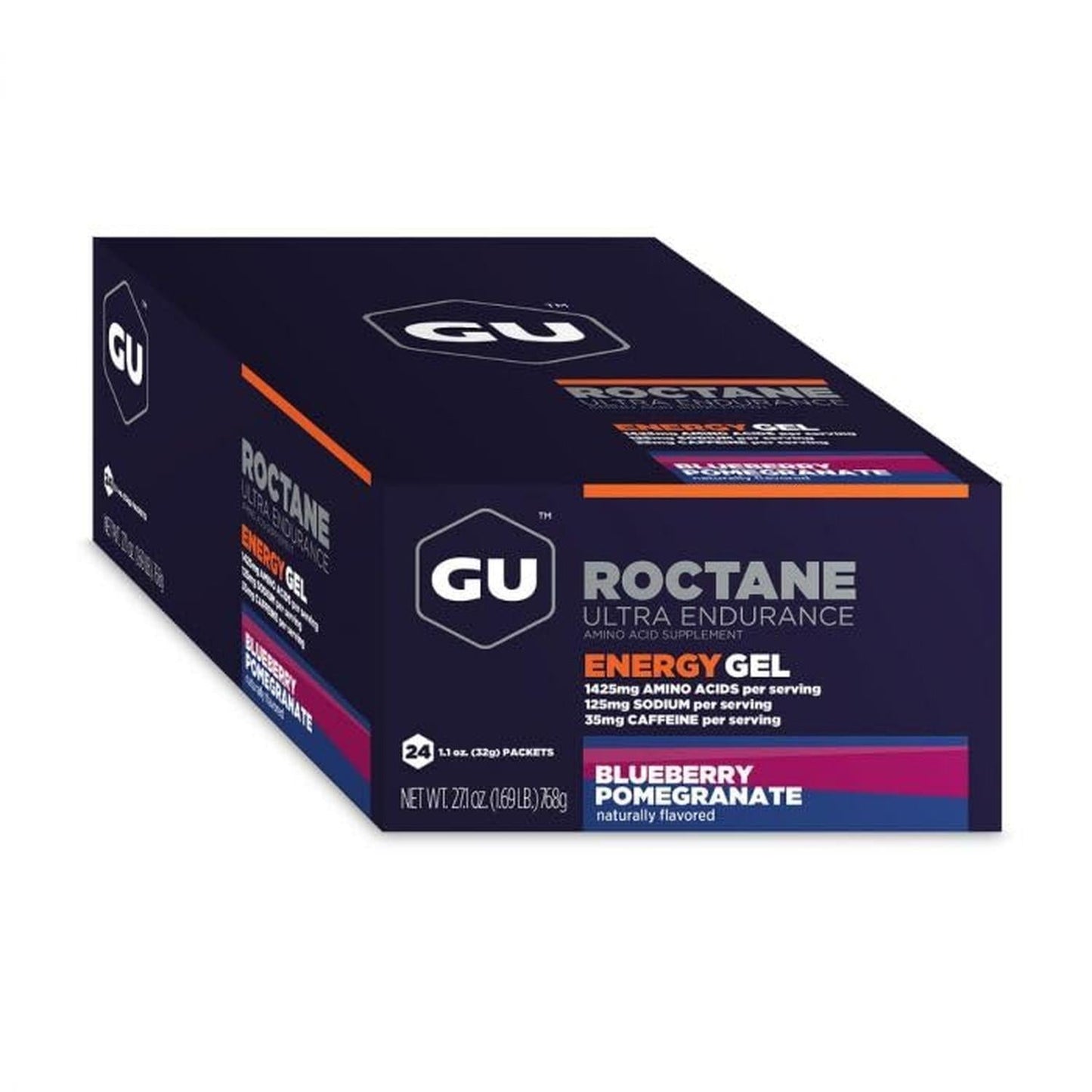 Roctane Gel Energía, Blueberry Pomegranate (35 mg Cafeína) (24 gels 32g) – GU Energy-Wellu