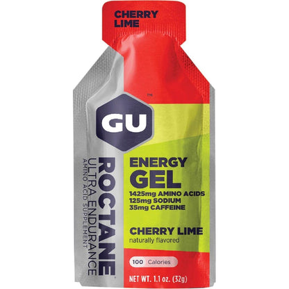 Roctane Gel Energía, Cherry Lime (35 mg Cafeína) (24 gels 32g) – GU Energy-Wellu