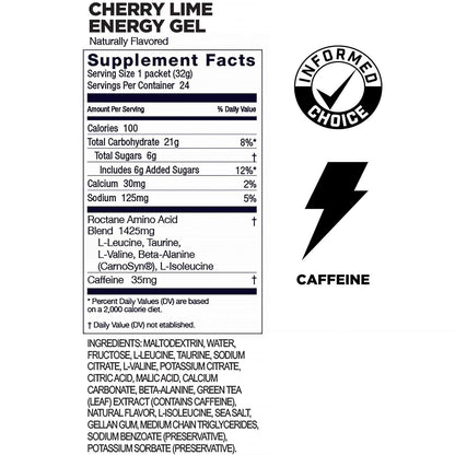 Roctane Gel Energía, Cherry Lime (35 mg Cafeína) 32g – GU Energy-Wellu