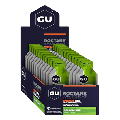 Roctane Gel Energía, Salted Lime (35 mg Cafeína) (24 gels 32g) – GU Energy-Wellu