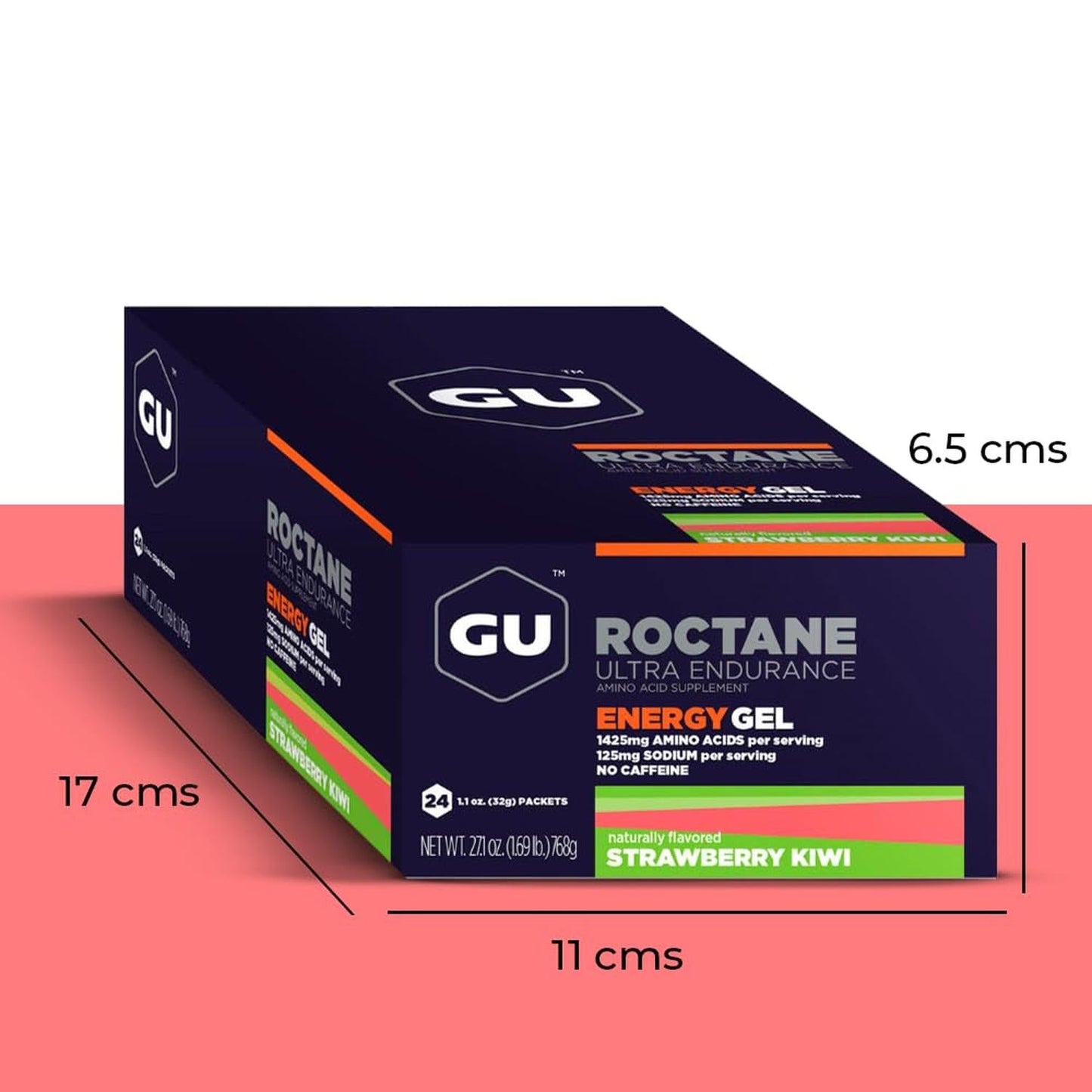 Roctane Gel Energía, Strawberry Kiwi 768g (24 gels 32g) – GU Energy-Wellu