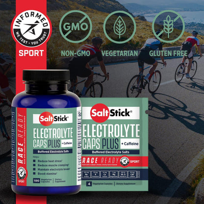 SaltStick Caps Plus Electrolitos + Cafeína, 100 cápsulas – SaltStick-Wellu