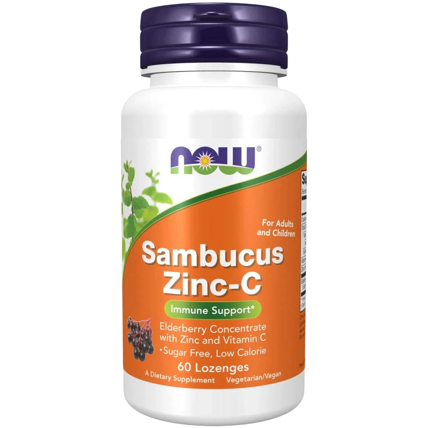 Sambucus, Zinc Y Vitamina C, 60 Pastillas – NOW Foods-Wellu