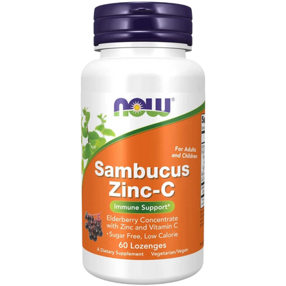 Sambucus, Zinc Y Vitamina C, 60 Pastillas – NOW Foods-Wellu