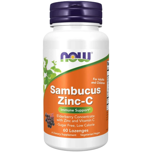 Sambucus, Zinc Y Vitamina C, 60 Pastillas – NOW Foods-Wellu