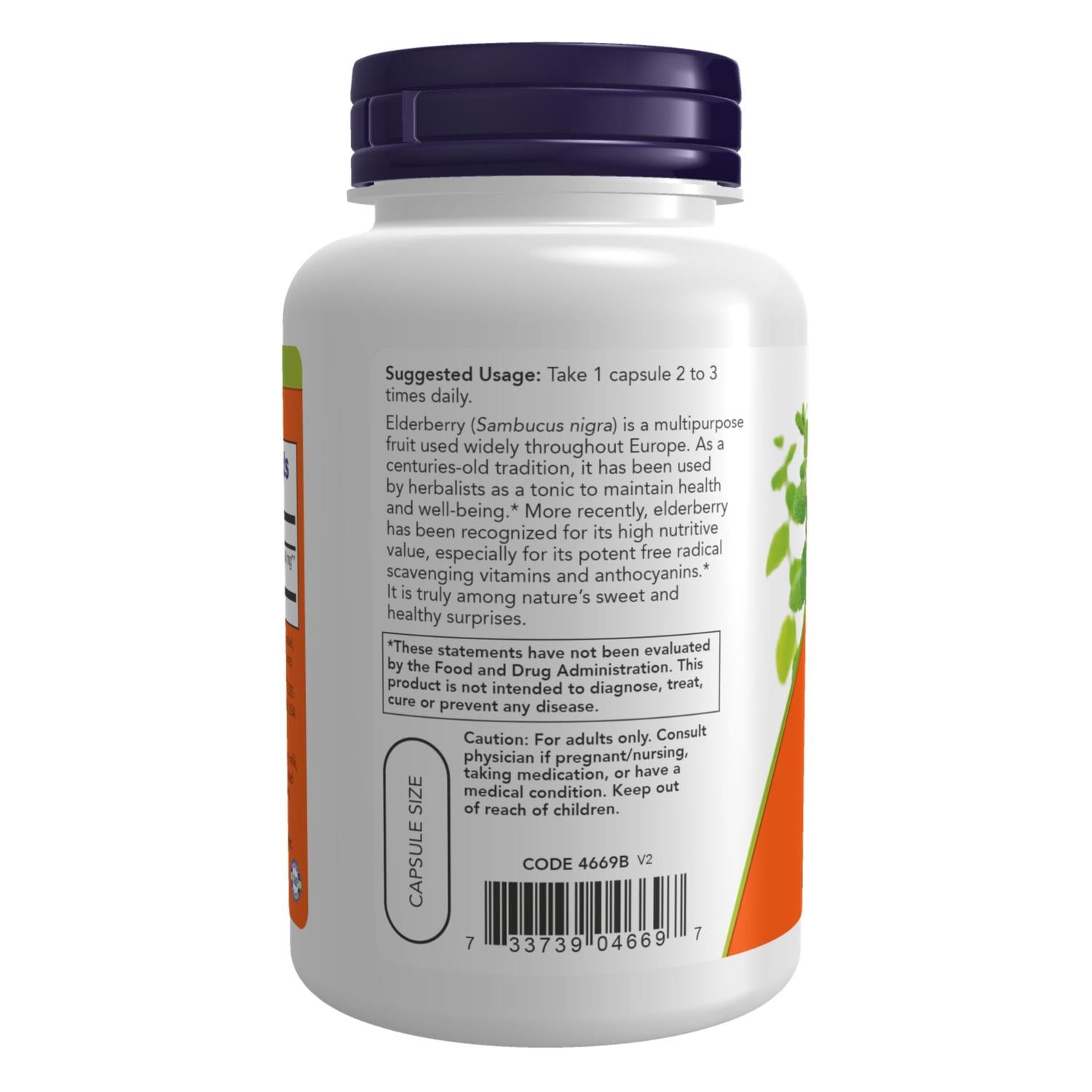 Saúco 500mg, 120 cápsulas – NOW Foods-Wellu