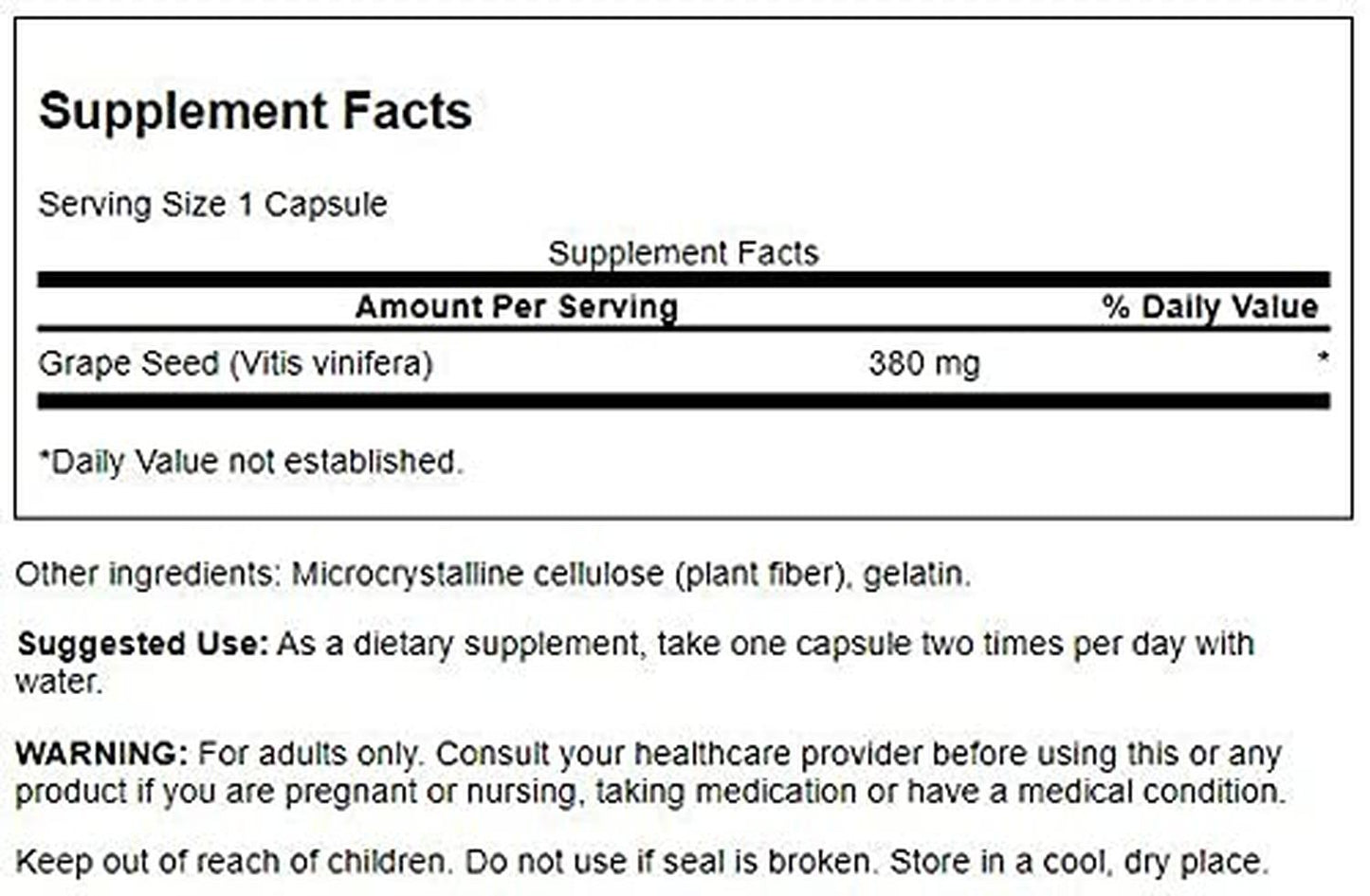 Semilla de Uva Full Spectrum 380mg, 100 Caps – Swanson-Wellu