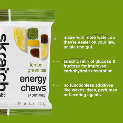 Skratch Labs Energy Chews Matcha Green Tea and Lemons 50gr c/10 pz-Wellu